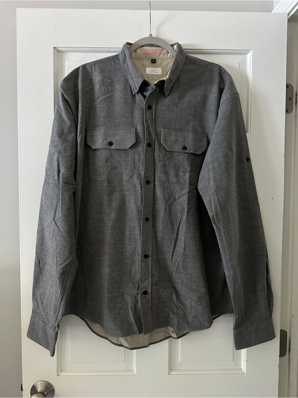 Men's Casual Button-Down Shirt in Charcoal Gray by Unknown Brand